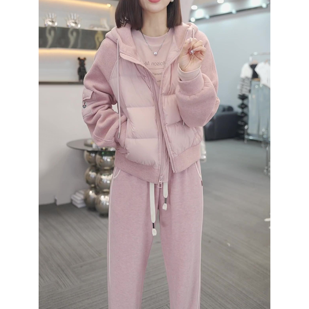 设计感时尚洋气套装女2024春装新款宽松遮肉保暖羽绒服+纯色裤子,女装/女士精品,大码羽绒服,淘宝优惠券,粉丝福利购,淘宝优惠卷