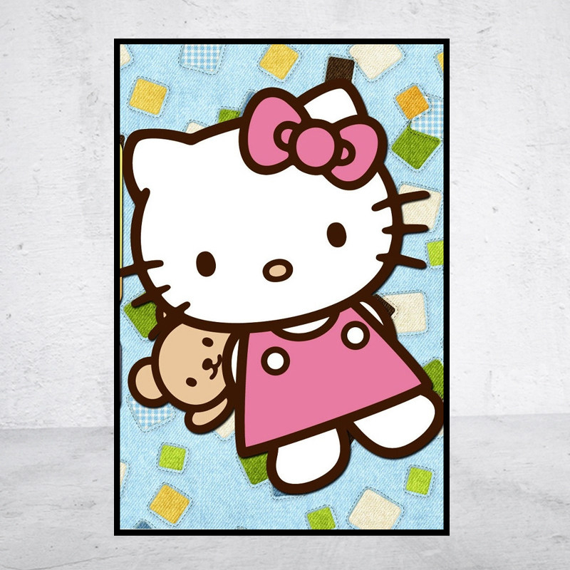 卡通动漫5d钻石画hello kitty凯蒂猫方圆钻满贴十字绣满绣印花