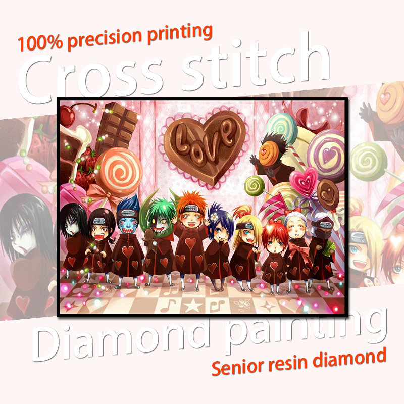 【新品】动漫 火影忍者 十字绣钻石画 晓组织 Q版集合 非成品