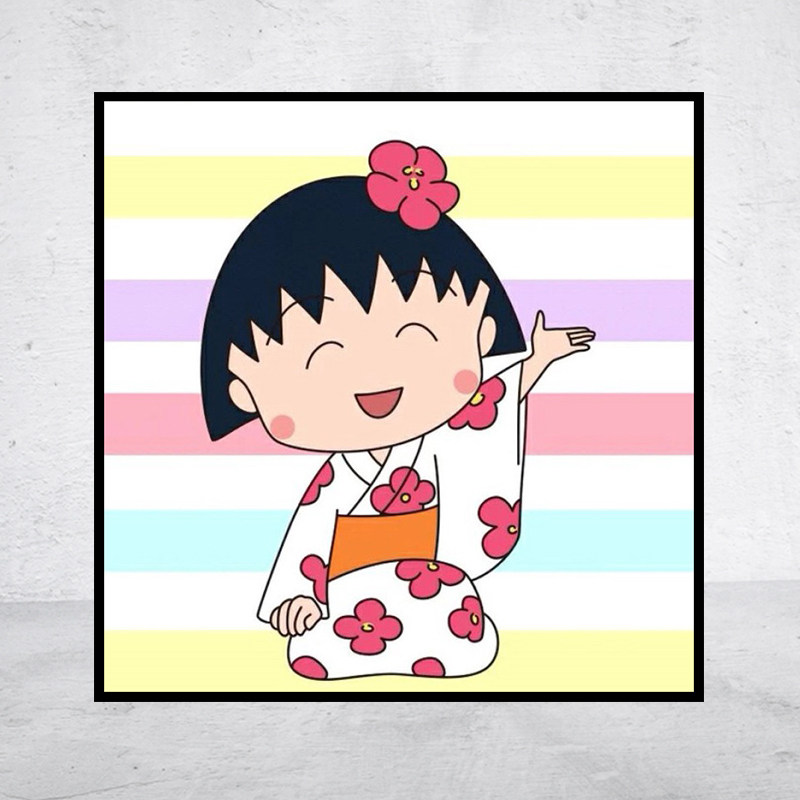 【新品】动漫5d钻石画樱桃小丸子方圆钻满贴十字绣满绣印花包邮