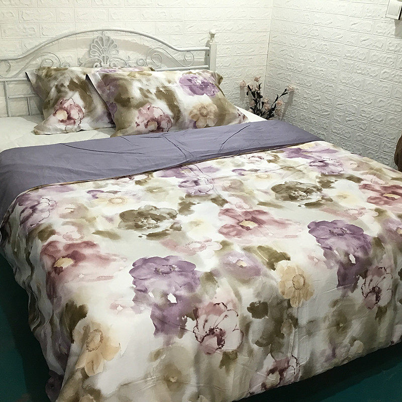 外贸原单纯棉贡缎数码印花AB版被套全棉150床笠枕套可配四件套高性价比高么？