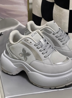 SMFK涟漪厚底老爹鞋运动鞋24冬款网面透气增高7cm休闲鞋