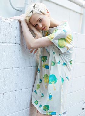 日本潮牌绘本作家Shinta Cho联名款Sun Pattern连衣裙绿色 不退换