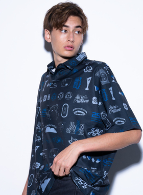 日本潮牌创意day8印花短袖衬衫男夏季度假风短袖袖衬衣8500日币