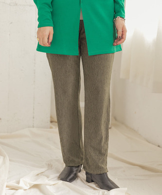 日本ur旗下丝绒褶皱百搭舒适松紧腰休闲裤直筒长裤