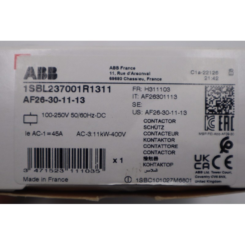 全新 ASEA 棕色 BOVERI AF26-30-11-13 接触器 3-P 库存 K-85C