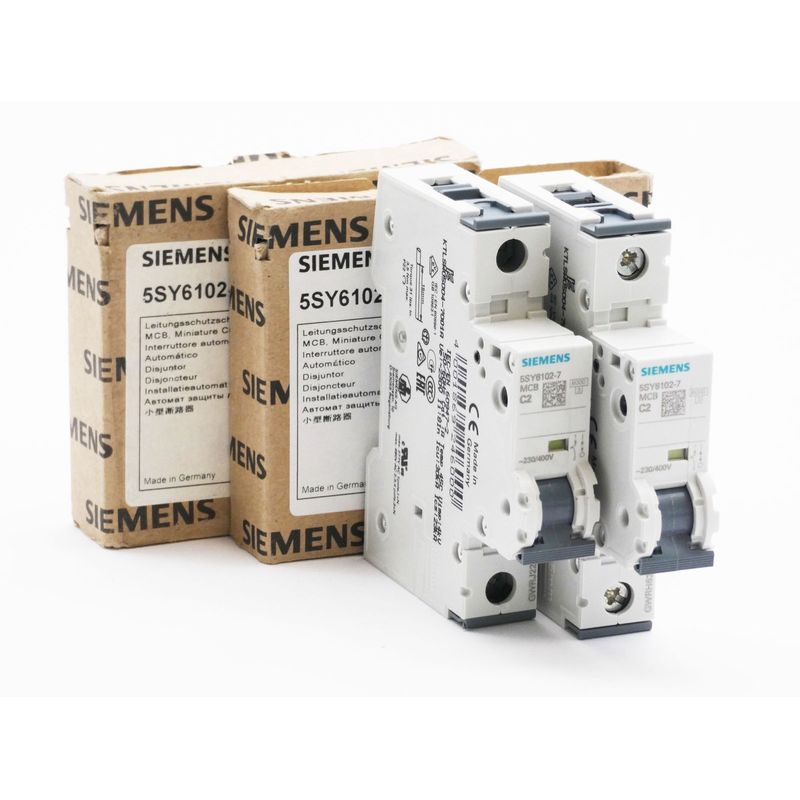 2x Siemens 5SY6102-7 5SY6 102-7 MCB C2 Leitungsschutzschalte
