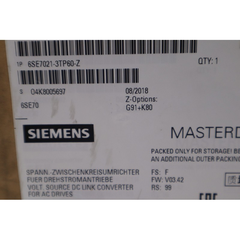 NEW SIEMENS 6SE7021-3TP60-Z AC DRIVE SIMOVERT MASTERDRIVE VE
