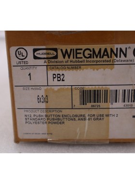 HUBBELL WIEGMANN PB2 推动按钮封闭 6X3X3 库存 #3069