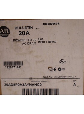 全新 Allen-Bradley 20AD8P0A3AYNANC0 SER A Powerflex 交流电驱