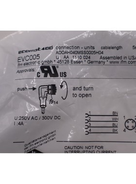 IFM CORDSET 5 米长,4 线/4 POLE EVC005 库存 K-3900