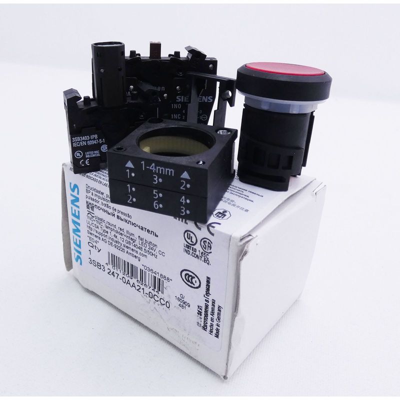 Siemens 3SB3 247-0AA21-0CC0 E: 04 Drucktaster -unused/OVP-