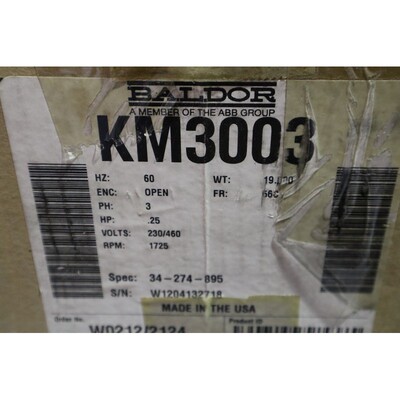 全新 开箱 BALDOR KM3003 34-274-895 230/460V 1.3/.65A 发动机