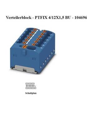 Verteilerblock-PTFIX 4/12X1,5-BU,blau, für Hutschienenadapt