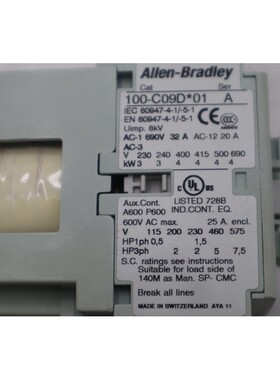 Allen Bradley 100-C09D01 接触器 SER A 库存 K-3889