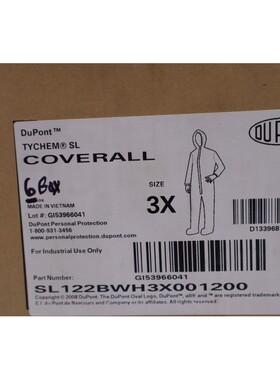 DUPONT TYCHEM 4000 SL 尺寸 3X,白色,6 件外壳,SL122BWH3X001200