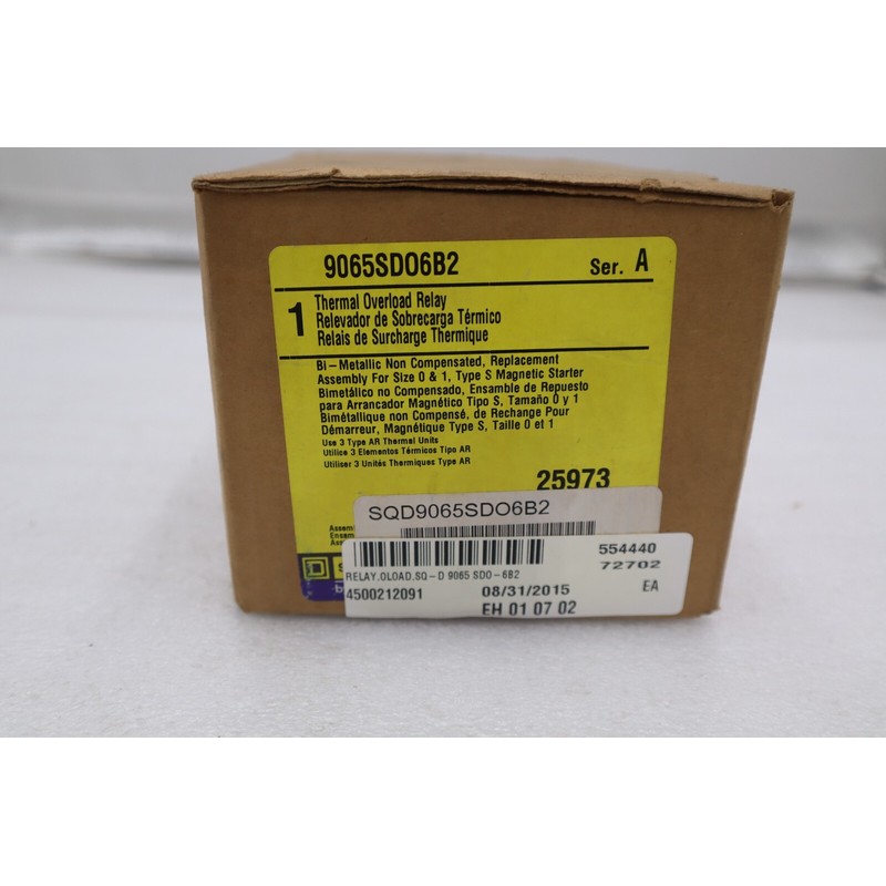 SQUARE D 9065SD06B2 热盖继电器 T216128 全新设备库存 G320A