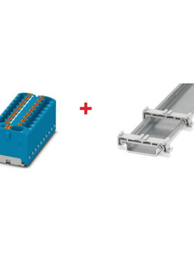 Verteilerblock-PTFIX 4/18X1,5-BU, Blau + Tragschienenadapter