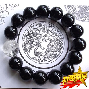 手串狗年本命黑玉髓高档女男天然白水晶手链圆珠雕12生肖饰品珠链