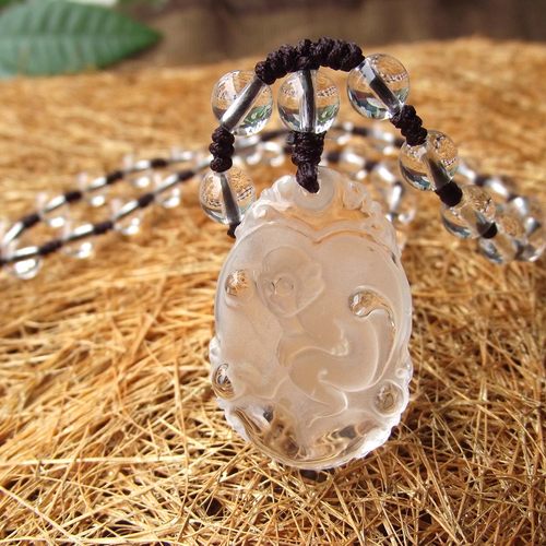 生肖鼠项链天然高档星座雕刻件