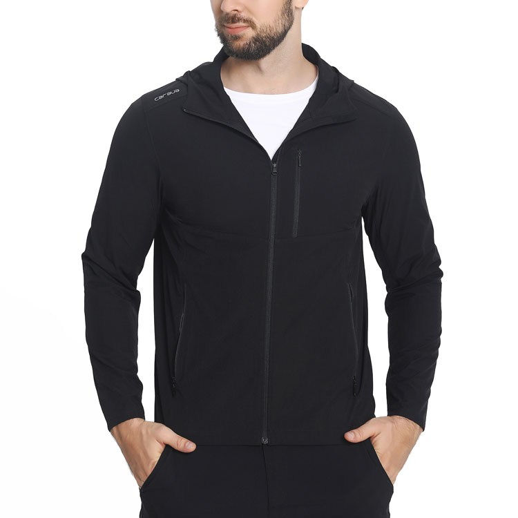 CARAVA喀尔沃男春夏轻薄透气弹力连帽休闲速干衣夹克550207