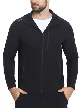 CARAVA喀尔沃男春夏轻薄透气弹力连帽休闲速干衣夹克550207