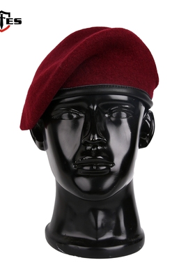 黑色羊毛特种兵贝雷帽红色空降兵贝雷帽军迷帽保安小兵帽战斗帽