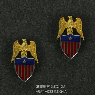 US美国一星准将勤务副官领花武官参谋领花ASU礼服常服徽章技能章
