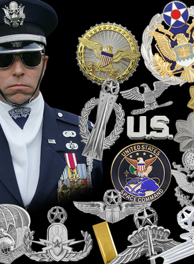 USAF美国领花肩章帽徽胸章技能章勋章军迷金属飞行徽章勤务章军衔
