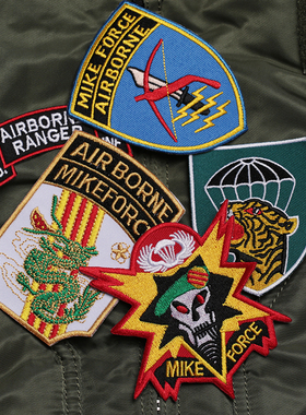 越战TCU臂章MIKE FORCE 刺绣徽章M65配章OG107侦查胸章MACV-SOG
