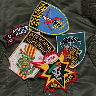 越战TCU臂章MIKE FORCE 刺绣徽章M65配章OG107侦查胸章MACV-SOG