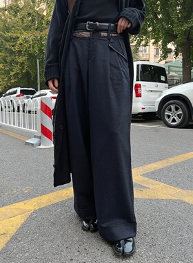 【CMOD】秋冬深雾灰重工解构风流浪宽腿西裤折边休闲裤女