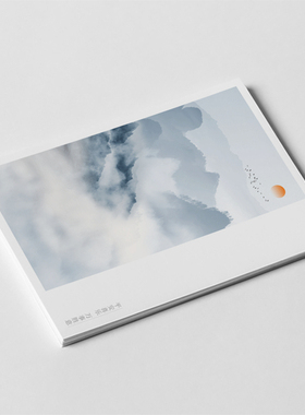 kp839中国风新中式文艺日式山水墨禅意境竹菊梅花简约贺卡明信片