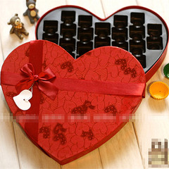 豪华烫花*喜庆红色27格带格心形包装盒/情人节DIY巧克力礼品盒
