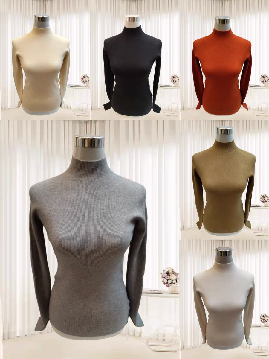 专柜双鹿羊毛衫女半高领秋冬新款修身打底衫气质内搭针织衫毛衣黑