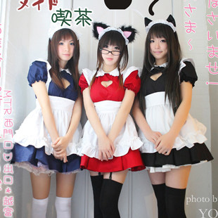 日本动漫服Cosplay女仆装萌猫耳 铃铛猫女装黑白色咖啡厅餐女佣服