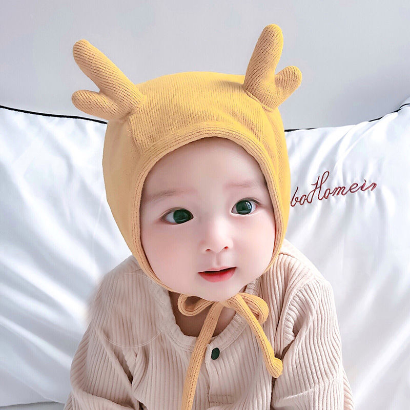 秋款纯棉新生女宝宝可爱超萌帽子