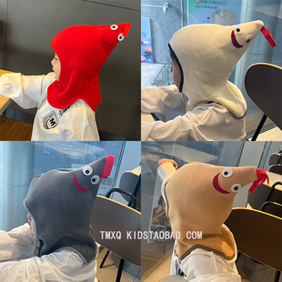 超萌儿童公鸡帽秋冬保暖护耳套头帽公鸡头婴儿宝宝帽子围巾一体帽