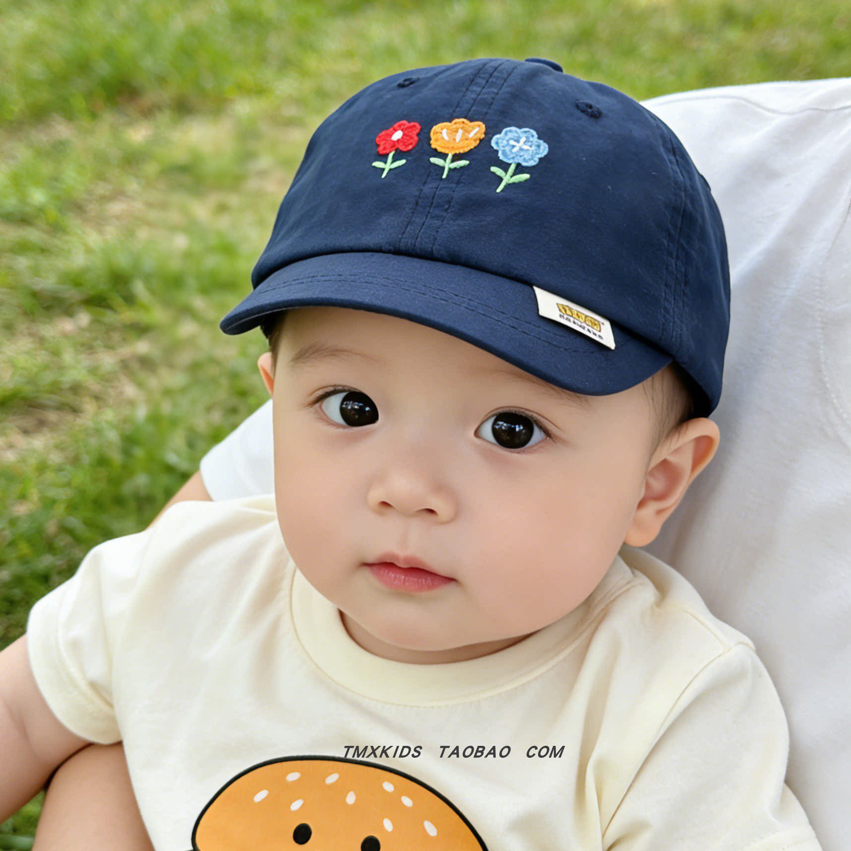 婴儿棒球帽春夏季薄款鸭舌帽男女童防晒遮阳刺绣花朵可爱韩系帽子