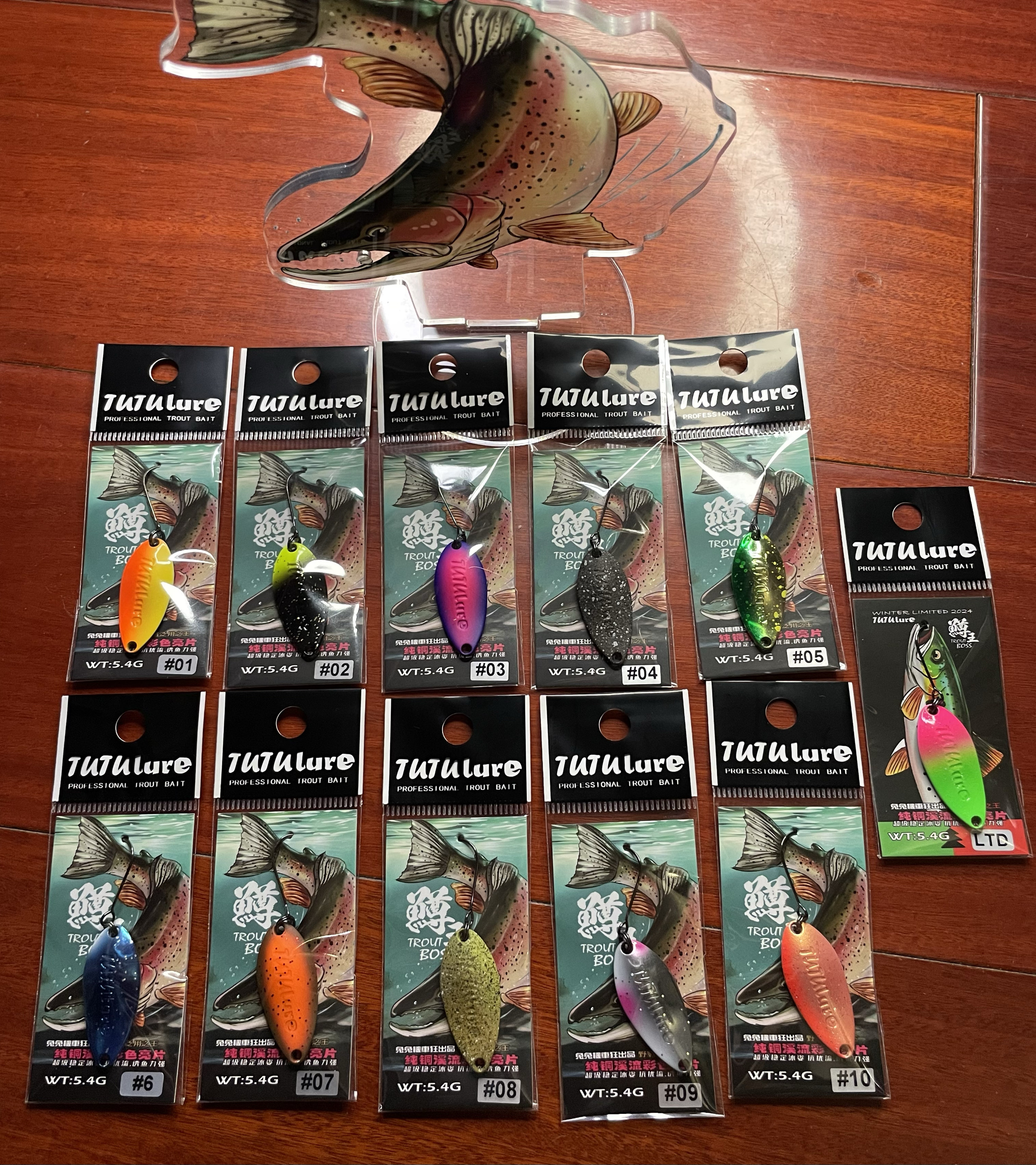 TUTUlure鳟王系列5.4克鳟鱼彩色纯铜亮片，马口军鱼虹鳟路亚饵