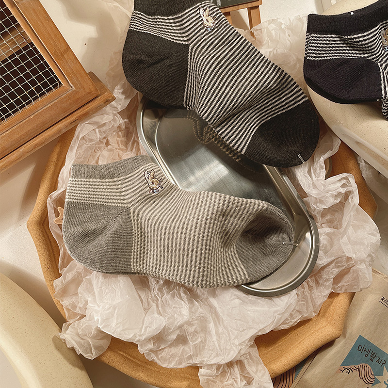 夏季日系卡通棉袜条纹透气袜子