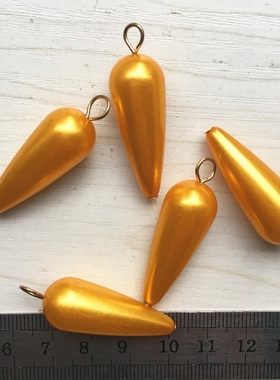 配件珍珠13X33mm大水滴金黄色珠子蝴蝶结挂件DIY装饰项链散珠吊坠