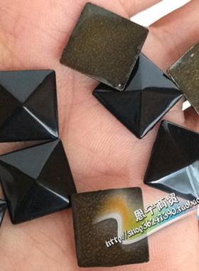 四方形尖顶金字塔烫铆钉柳丁铜片烫片 DIY服装装饰铜烫片 纯黑色