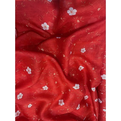 阑珊100支纯苎麻印花布料连衣裙改良旗袍汉服小衫夏季薄面料