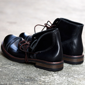 单靴 昱谷®头层牛皮机车靴 短脸圆头伞兵靴 福利四季 山系工装 靴