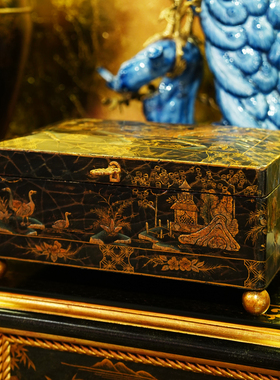 【本尼家】YS116法式中国风手绘山水图案装饰盒