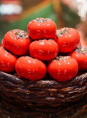 【本尼家】AM41非遗手工石湾陶柿子篮《事事如意》装饰玄关摆件