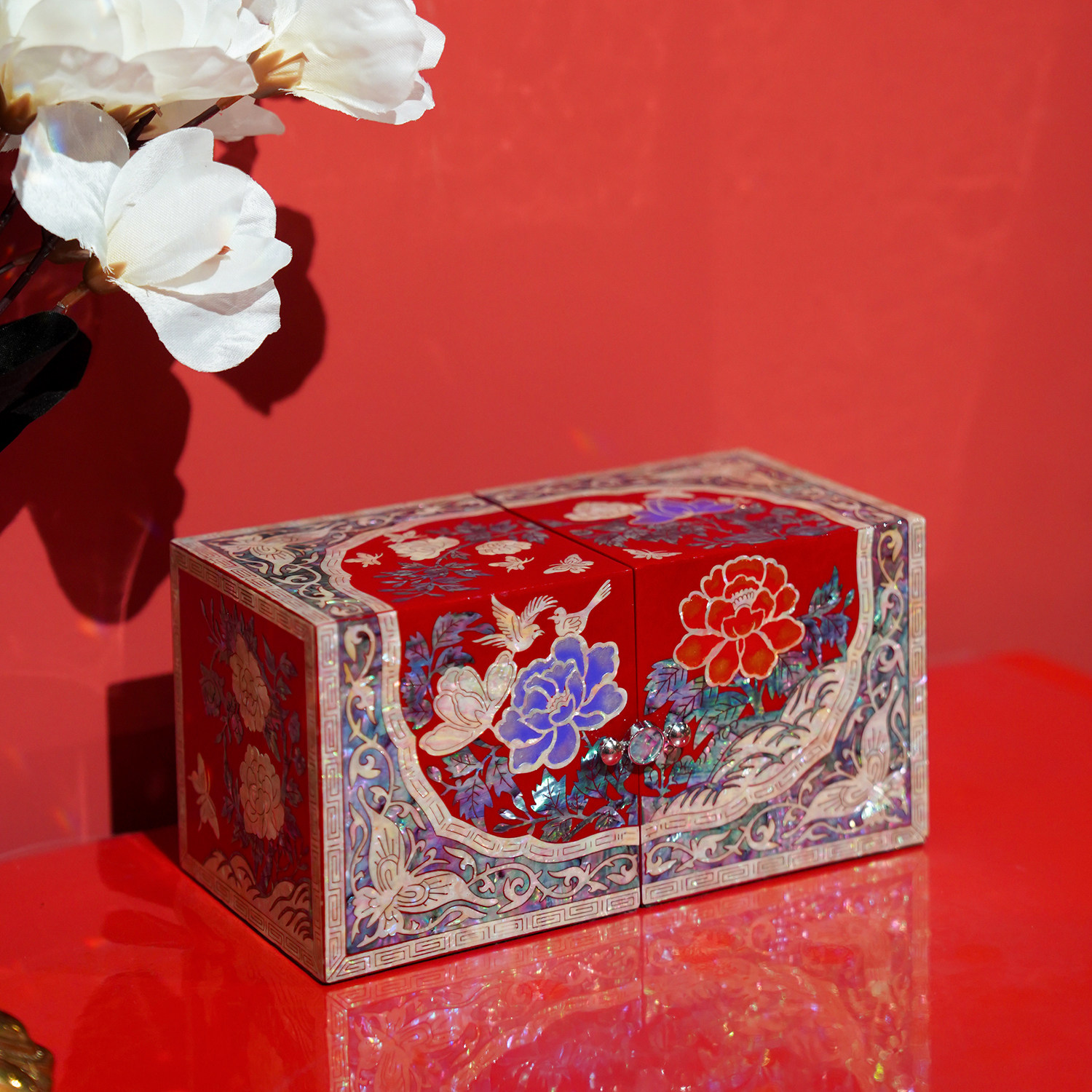 【本尼家】国粹非遗螺钿漆器鸟语花香螺钿首饰盒中式项链珠宝礼盒,家居饰品,装饰摆件,淘宝优惠券,粉丝福利购,淘宝优惠卷