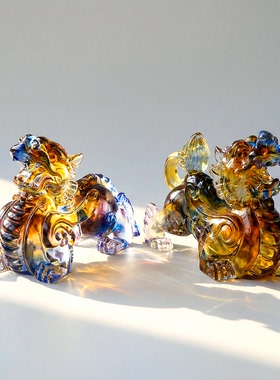 【本尼家】LL59非遗好物大号琉璃貔貅招财纳福开业礼物玄关摆件