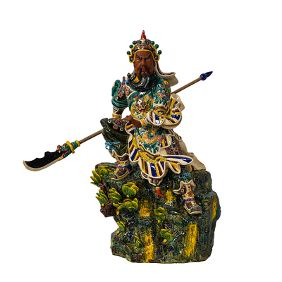 【本尼家】YJ46中式非遗交趾陶武财神关公家居玄关办公室桌面摆件